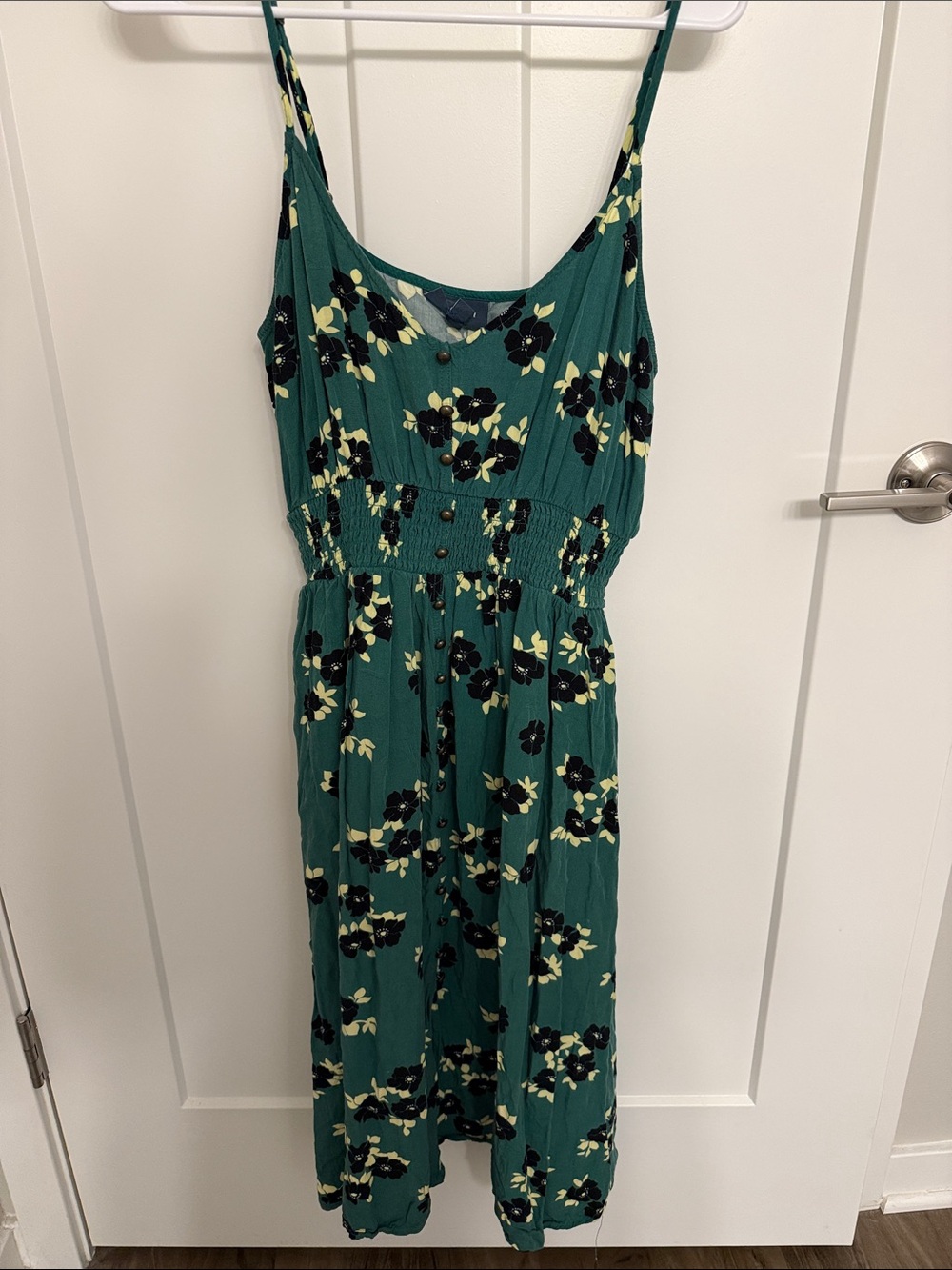 Modcloth Floral Midi Dress with Smocked Waist